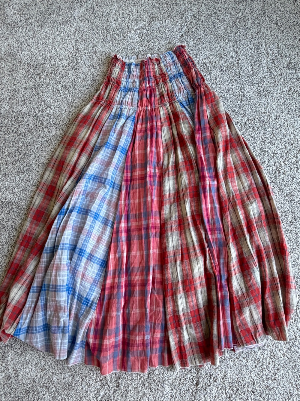 NWT Oli & Hali Plaid Maxi Skirt S Smocked Cotton Boho Prairie - Picture 5 of 11